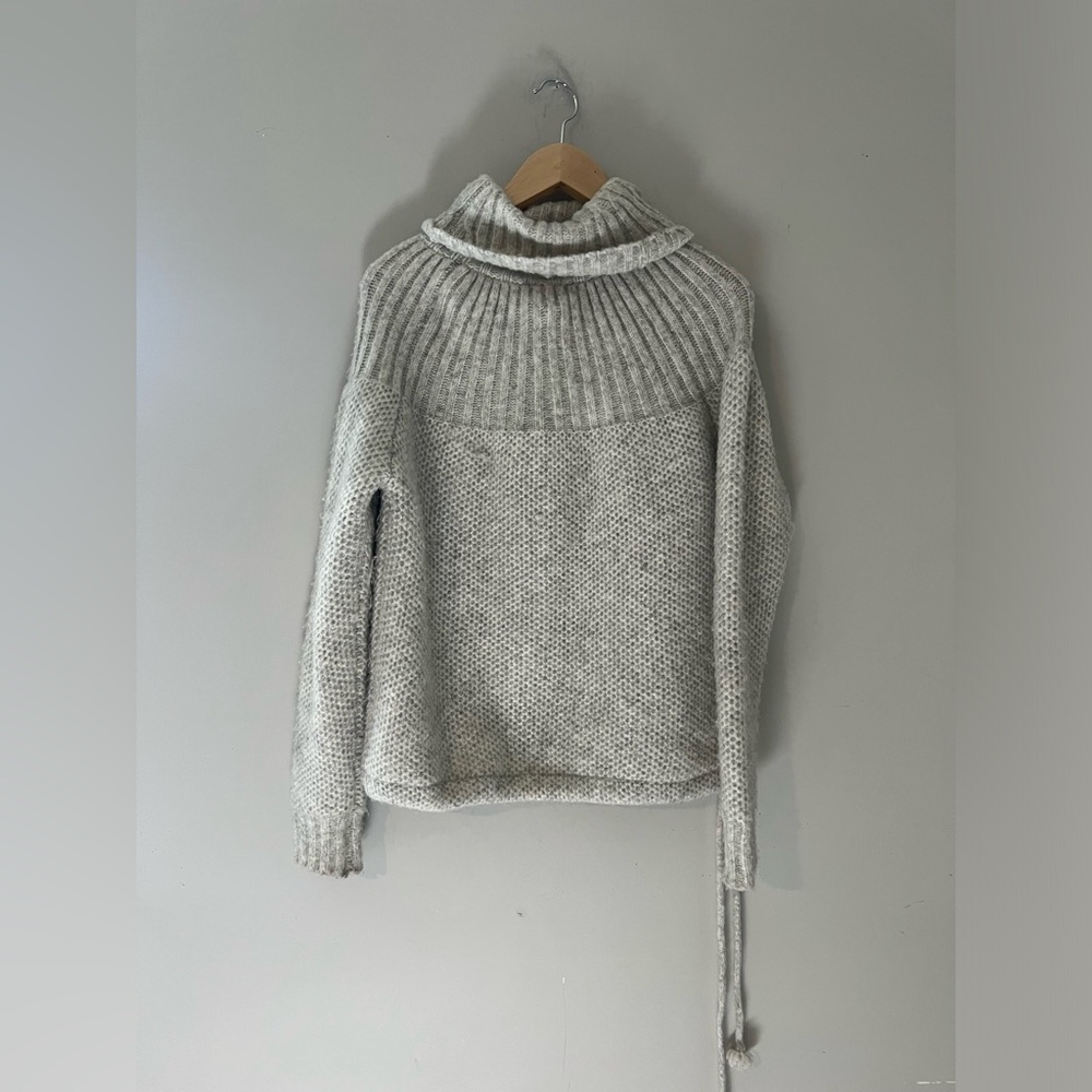 Madewell Snowbound Drawstring Wool Mohair Blend‎ Pullover Sweater Sz M Gray